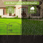 Decorative Garden Fence 12 Panels 24ft (L)×24in (H) Metal Garden Fences with 11 Panels + 1 Gate, No Dig Animal Barrier Fencing Rustproof Wire Border Temporary Dog Fence for Patio Outdoor Yard Lawn