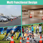 BESEA 12" inch Traffic Cones Soccer Training Cones Sport Cones Road Parking Cone with 4" Highly Reflective Collar(8 Pack)