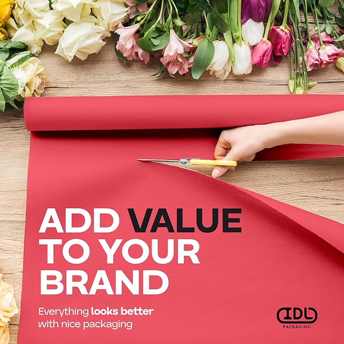 12" x 1200" (100 ft) Christmas Red Kraft Paper Roll, Pack of 2 - USA-Made Quality Craft Paper for Gift Wrapping, Kids' Arts & Crafts, School Projects - Natural Material 50lb Thickness by IDL Packaging