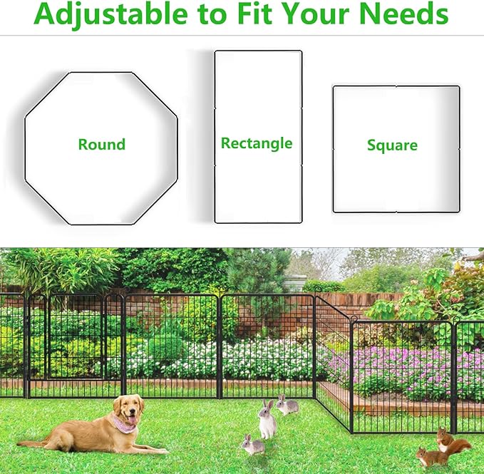 Decorative Metal Garden Fence Add-on Fence Panels, 32in(H) x 10.4Ft(L) No Dig Fence 4 Panels Fencing for Dogs Animal Barrier Fence Garden Fencing for Yard, Patio, Without Gate