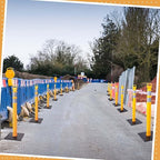 Kanayu 49 Inch Traffic Delineator Posts with 8.8 Lbs Rubber Base PE Delineator Post Portable Parking Pole Traffic Cone Barrier with Removable Base, Reflective Band(4 Packs,Yellow)