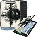Clipboard with Storage Box & Pen Holder,Heavy Duty Clip Boards 8.5x11 for Nursing,High Capacity,School & Office Supplies,Deer Bear Forest