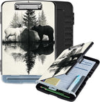 Clipboard with Storage Box & Pen Holder,Heavy Duty Clip Boards 8.5x11 for Nursing,High Capacity,School & Office Supplies,Deer Bear Forest