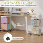 Rolling File Cart with 2 Storage Drawers,Under Desk Storage Cart,Hanging File Folder Organizer with Wheels, Filing Cabinet Mobile Printer Stand Utility Craft Cart for Home Office,White