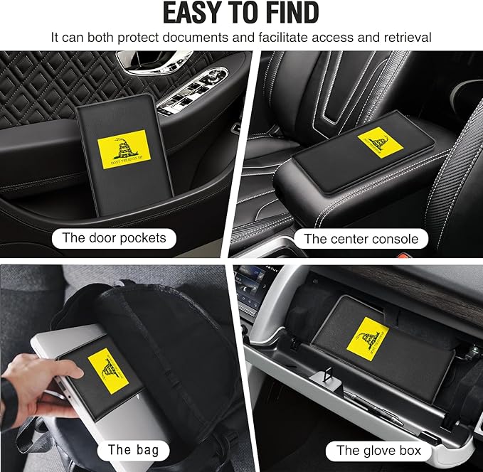 Car Insurance and Registration Card Holder | for BMW Ford Tesla Cadillac All Cars | Store Cards, ID License & Essential Documents | Premium Leather with Magnetic Closure