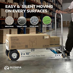 Olympia Tools 2-in-1 Aluminum Convertible Hand Truck - Industrial Heavy Duty Appliance Dolly 4-Wheel Platform Cart - Up to 770 LBS Loading Capacity Mobility Moving Dolly - 2 Positions, 62" Height