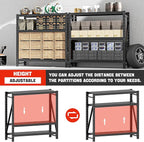 Heavy Duty Garage Shelves – Metal Shelving Unit with Adjustable 3-Tier Storage Shelves for Garage Organization, Industrial Shelving Rack for Heavy Duty Storage Needs16 D x50 W x48 H