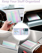 Mymazn Car Registration and Insurance Holder, PU Leather Glove Box Car Organizer with Magnetic Closure for Driver's License & Essential Documents, Iridescent