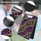 Clipboard with Storage,Office Supplies Nursing Clipboards Folder with Pen Holder Plastic Foldable Clip Board with Storage for Nurse Teacher,Pink Golden Leopard