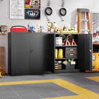 Letaya Metal Storage Cabinets with Lock Door,2 Adjustable Shelves Organizer Steel Storage Cabinets for Home,Office,Warehouse,Garage,Employee Lockers(Black)