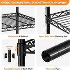 Storage Shelves Heavy Duty, 2 PCS 36" L x 14" W x 72" H Garage Wire Shelving Unit Loads 1750LBS, 5-Tier Adjustable Metal Industrial Utility Shelf Rack for Kitchen, Laundry Room, Warehouse, Basement