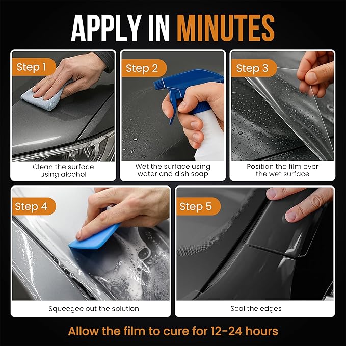 Clear PPF Film for Car – 6" x 50' Roll, 6.5mil TPU Paint Protection Film, High Gloss Paint Shield Against Rubber, Dirt, and Road Debris for Track Day, Road Trips, and DIY Install