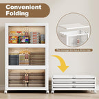 SAILUN 240QT Stackable Storage Bins with Lid, Collapsible Storage Bins With Doors and Wheels, Folding Plastic Cabinet Containers for Home Kitchen Closet Organization, 3 Pack