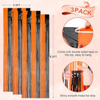 3 Pack 3.3x8.2 Feet Black and Orange Foil Fringe Backdrop Curtains, Tinsel Streamers Birthday Party Decorations, Fringe Backdrop for Graduation, Baby Shower, Gender Reveal, Disco Party
