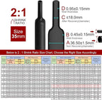 Chanzon 2:1 Ratio - 80Ft Roll - 1-3/8" (35mm) Heat Shrink Tubing 2:1(25M Total Length) Black Polyolefin Sleeving Wrap Shrinking 2 to 1 1pcs