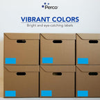 Perco Light Blue 3x5 Inch Perforated Sticker Labels — 150 Stickers/Roll — with Permanent Adhesive for Inventory Management, Color Coding, Moving Boxes, Retail, Organizing, Crafting & More—Made in USA