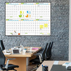 JILoffice Magnetic Dry Erase Calendar Whiteboard, 6 Months White Board Planner 48 X 36 Inch, Black Aluminum Frame Wall Mounted Board for Office Home and School