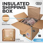 Insulated Thermal Shipping Box 14" x 14" x 14", Pack of 1 - USA-Made Cold Food Shipping Box 5.8-Gallon Capacity with Thermal Paper Liners, Absorb Condensation – Ideal for Frozen Food by IDL Packaging