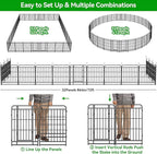 Heavy Duty Dog Playpen: 32 Steel Panels 47" Height, Square Steel Pipe with Reinforced Crossbars, 71FT 406 Sq.ft Portable Fence for Yard RV Camping, Snowy Black