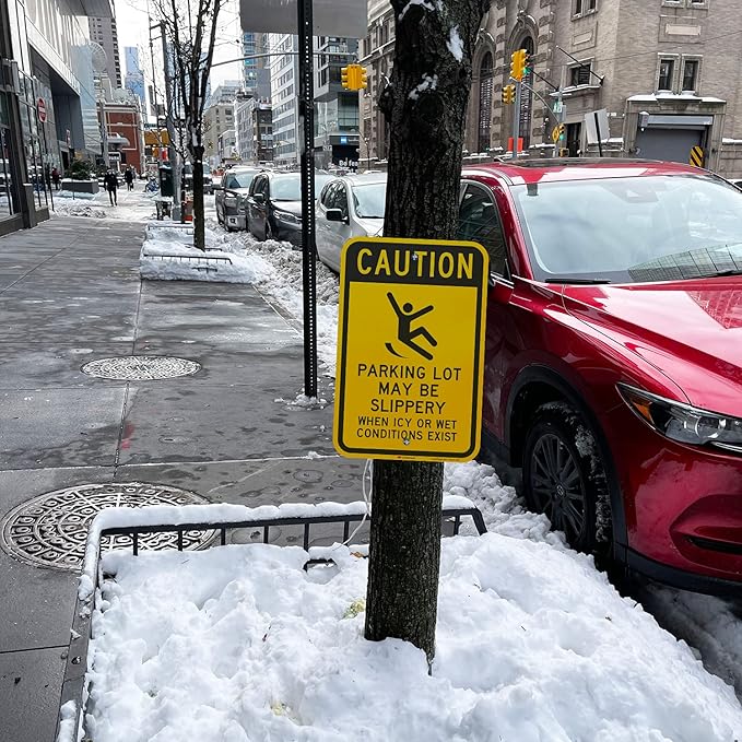 SmartSign-K-2855-EG "Caution - Parking Lot Slippery When Icy Or Wet" Sign | 12" x 18" 3M Engineer Grade Reflective Aluminum