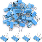 50 Pack Medium Blue Binder Clips 1 Inch (25 mm), Colored Paper Clamps, Middle Size Paper Clips for Office Home School Business 1"