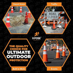Xpose Safety 36 Inch Orange Traffic Cones Heavy Duty 12lb with 6" & 4" Collars, 4 Pack - Multipurpose PVC Plastic Safety Cone for Parking, Soccer, Caution, Kids and Construction - DOT Approved