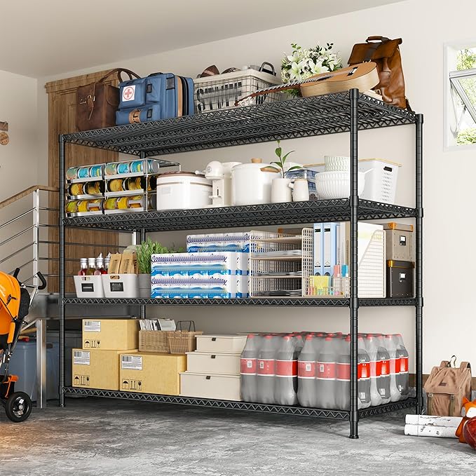 2500 LBS Shelf Storage Shelves 68.1" W Wire Shelving Unit, Garage Shelving Heavy Duty, Adjustable Metal Shelving for Garage, Pantry, Kitchen, Basement, Business 68.1" W x 20.9" D x 70.9" H
