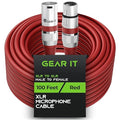 GEARit XLR Male to Female Microphone Cable (100 Feet, 1 Pack) 3-Pin Balanced Shielded Mixer, Recording Studio, Podcast - Red