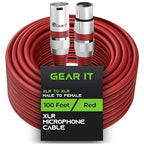 GEARit XLR Male to Female Microphone Cable (100 Feet, 1 Pack) 3-Pin Balanced Shielded Mixer, Recording Studio, Podcast - Red