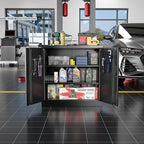 Metal Storage Cabinet with Lock, Lockable Metal Garage Cabinet with Pegboards and Hooks for Garage,Warehouse,Home,Office, Assembly Required,Black