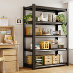 CJF Adjustable Garage Storage Shelves, 5-Tier Garage Shelving Heavy Duty, Metal Industrial Utility Shelf for Warehouse, Kitchen, Laundry Room,Warehouse-Black (71 "H x 47" W x 20" D)