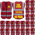 BeautyWill 10/20 Pack Custom Logo Safety Vest,Bulk High Visibility Class 2 Reflective Work Vests