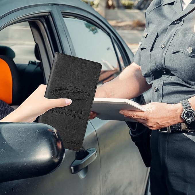 2Pack Leather Car Registration and Insurance Card Holder, Car Document Holder for Cards License with Magnetic Shut (Pink+Black)