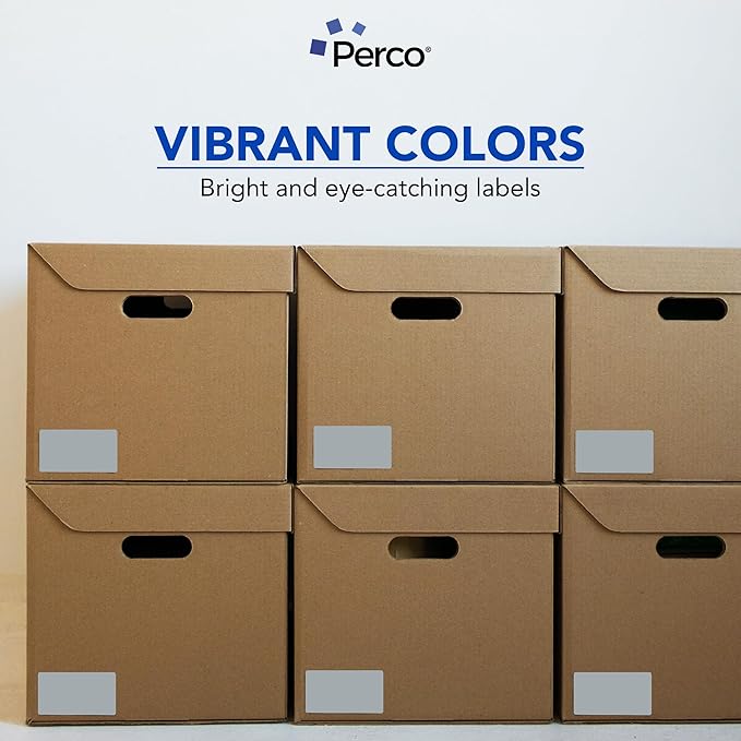 Perco Grey Labels 3x5 Inch 500 Stickers/Roll with Easy Peel Perforation and Strong Adhesion for Inventory Management, Color Coding, Moving Boxes, Retail, Organizing & Crafts – Made in USA