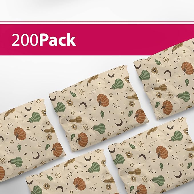 6x9 Poly Mailers – Autumn Pumpkins – Waterproof, Tear-Resistant Shipping Bags with Adhesive Seal – 200 Pack – Package Mint