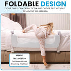 TotCraft MiniFlex Adjustable Length & Height Bed Rail for Toddlers – 35.5″ or 47″ Two Fixed Lengths,Fits Twin, Full & Queen Beds – 14 Height Levels – ASTM Certified Safety Guard Rail for Kids (White)