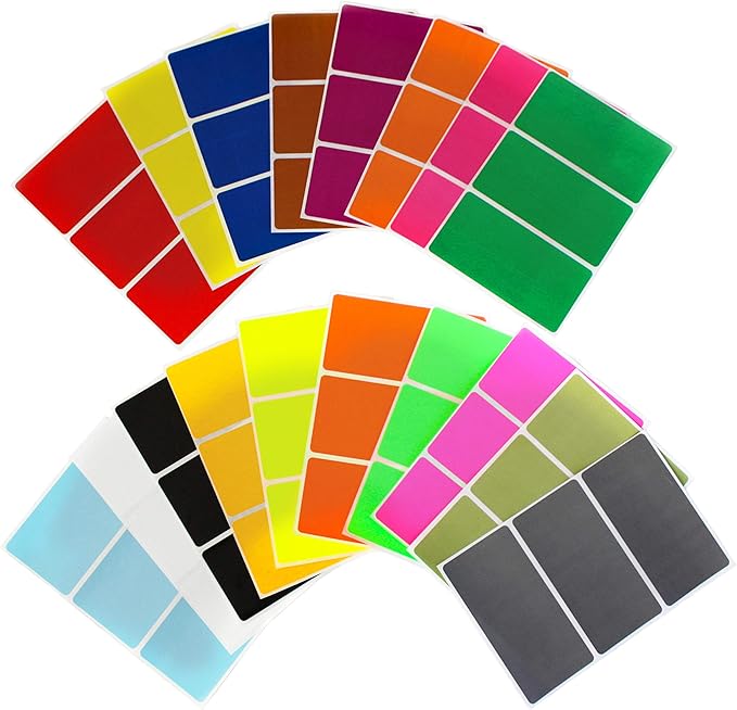 Royal Green Rectangular Stickers Color-Coding Labels for Organizing, Moving, and Storage Boxes 4" x 2" Stickers to Write On Name Tags,54-Pack (18 Assorted Colors)