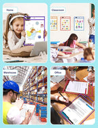 SUNEE 6 Packs Oversized Reusable Dry Erase Pocket Sleeves with Binder Ring, 6 Assorted Colors 10x14 Ticket Holders, Clear Plastic Sheet Protectors, Teacher School Classroom Supplies