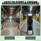 11 FT 44" High Industrial Metal Expandable Barricade，Retractable Traffic Fence with Casters, Folding Security Gate, Portable Barricade Gate for Construction Area, Traffic Control, Driveway and Garden