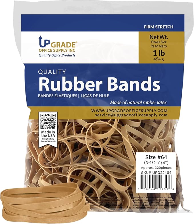 Upgrade Rubber Bands, Size 64, 1 lb Bags, 3-Pack, Made in USA
