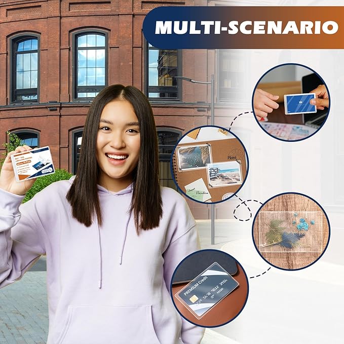 100 Pack 10 Mil 2.9"x4.1" Self Sealing Laminating Pouches Plastic Laminating Sheets Business Card Size Clear Lamination Paper for Office School Home Supplies（Waterproof & No Laminator Need)