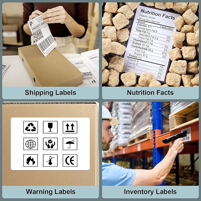 8 Rolls 450 Pcs 4x6 3-Proof Direct Thermal Shipping Labels Compatible with Zebra 2844 Zp-450 Zp-505 Zp-500, LabelChoice 3600 Labels 1" Core Permanent Adhesive Sticker Labels for Rollo, MUNBYN Printer
