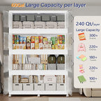 720QT Extra Large Stackable Storage Bins with Lid, 180Gal Plastic Closet Organizers and Storage Drawer, Collapsible Cabinet Box with Wheels Clear Doors for Home Kitchen Office, 3Pack White