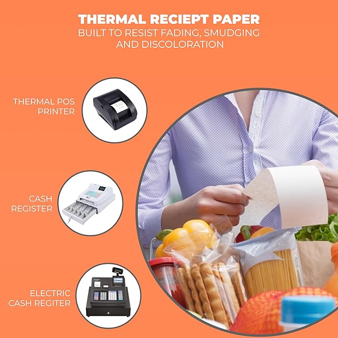 Thermal Printer Receipt Paper Rolls 3 1/8 x 230 for Clover Station Pro Cash Registers and All POS Cash Registers Star Micronics BPA Free (32 Pack)