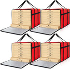 Maxcheck 4 Pcs Insulated Pizza Delivery Bag 20 x 20 x 14 Inch Pizza Warmer Bag Carrier Reusable Insulated Cooler Boxs Winter Food Delivery Carrier for Personal and Professional Use (Red)