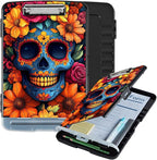 Clipboard with Storage Box & Pen Holder,Heavy Duty Clip Boards 8.5x11 for Nursing,High Capacity,School & Office Supplies,Floral Skull