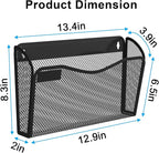 Wall File Organizer, Mesh Hanging File Organizer, Home Office Organization and Storage, 3 Single Pockets Document Magazine Rack