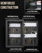 Uniclife 40 Position Slotted Key Cabinet with Combination Lock Resettable Black Digital Security Storage Box Steel Key Organizer with Slotted Racks White Key Tag Labels and Permanent Pen