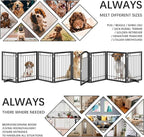 JSB 192-inch Extra Wide 30-inch Tall Dog gate with Door Walk Through,Full Matel Freestanding Pet Gate for Halls, Stairs & Home, Pet Puppy Safety Dog Fence with 4PCS Support Feet (Black)