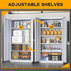 Greenvelly Metal Garage Storage Cabinet with 2 Doors and 4 Adjustable Shelves, 72”H Steel Lockable Storage Cabinet,Tall Metal Cabinet Locking File Cabinet for Office,Home, Garage, Gym, School